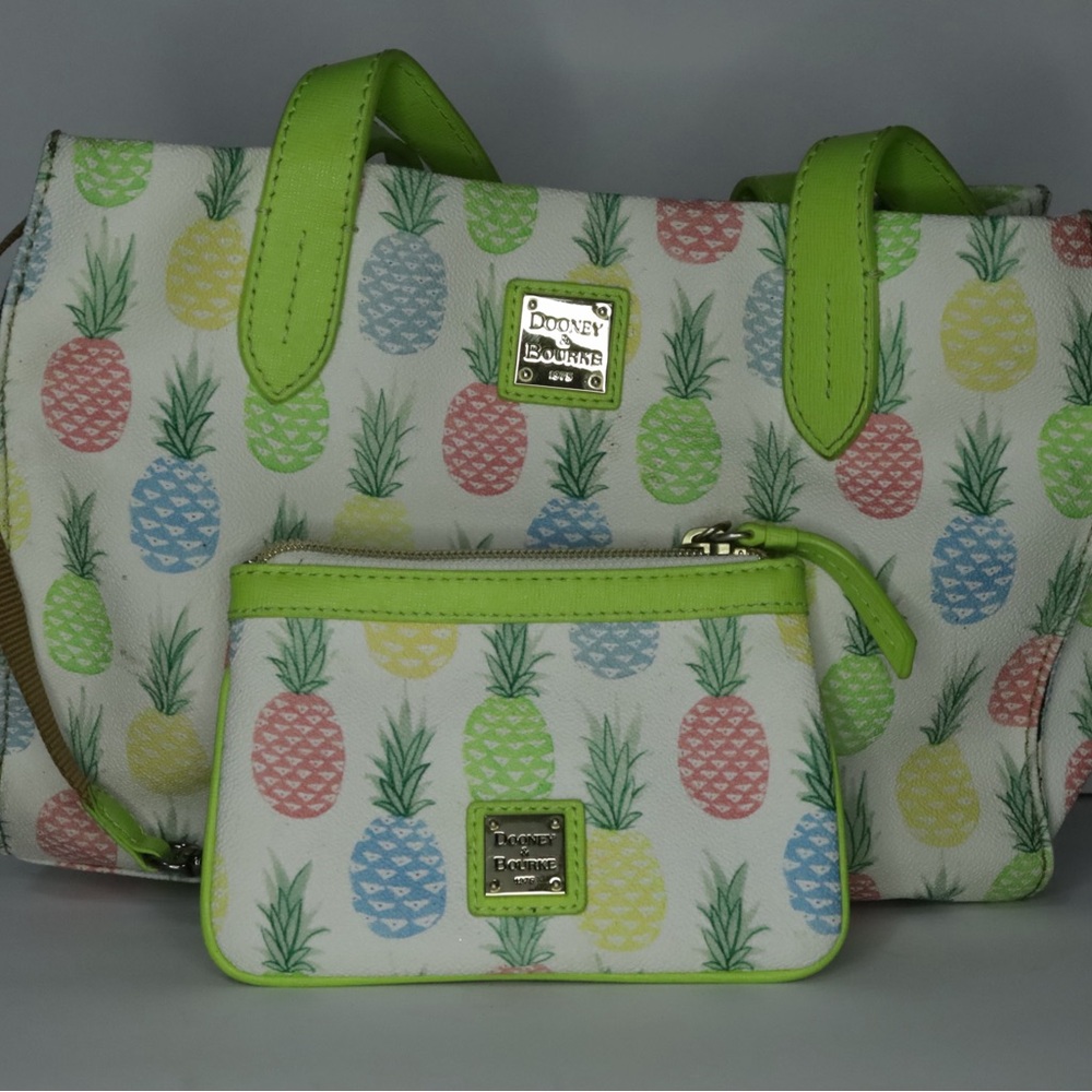 Dooney & Bourke Multicolor Pineapple Tote and Pouch - Picture 1 of 2